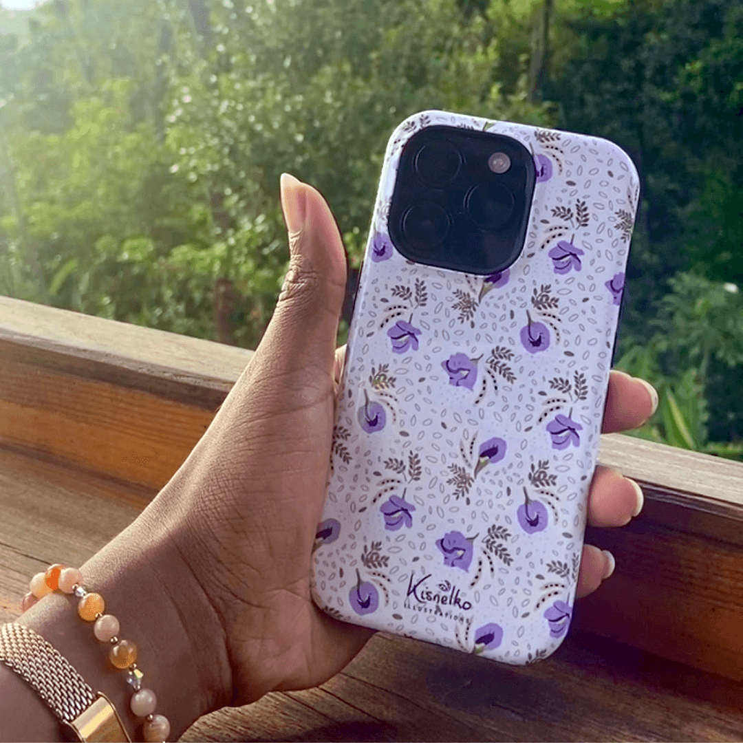 Coque fleurie Clitoria Rose - Kisnelko